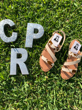 Load image into Gallery viewer, Brown Cow Print Sandals
